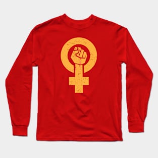 feminist fist, women symbol, girl power, equality women's era (yellow) Long Sleeve T-Shirt